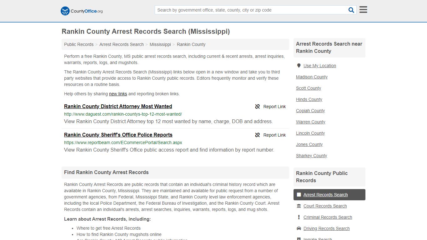 Arrest Records Search - Rankin County, MS (Arrests & Mugshots)